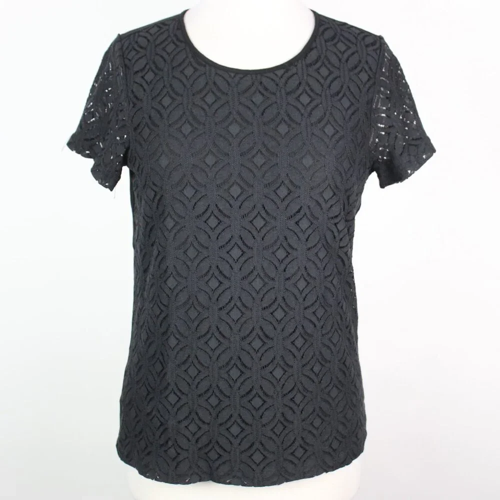 NWT Market & Spruce Womens Small Crochet Lace Top SMALL - Picture 1 of 6
